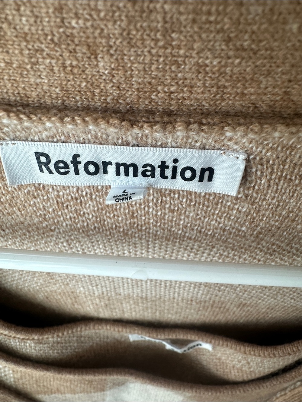 Reformation Tan and Cream Plaid Knit Cardigan & Tank Set - Picture 3 of 7